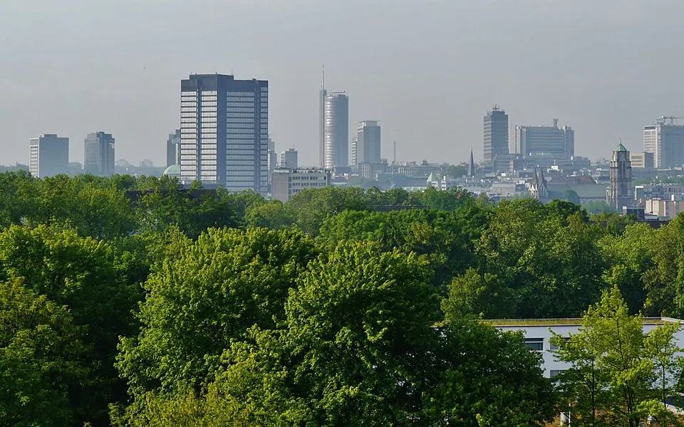 Panorama of Essen, Federal State of North Rhine Westphalia, Germany