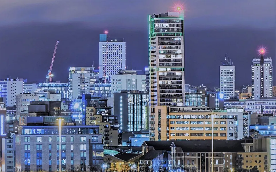 Leeds CBD at night.