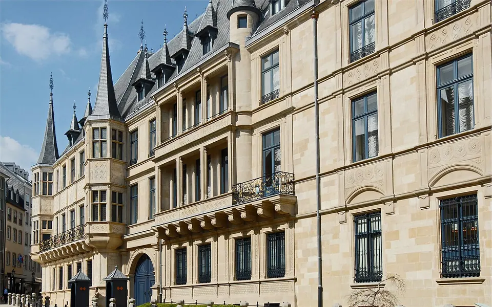 Grand Ducal Palace in Luxembourg city. At the right: part of the Parliament building (Chambre des députés)