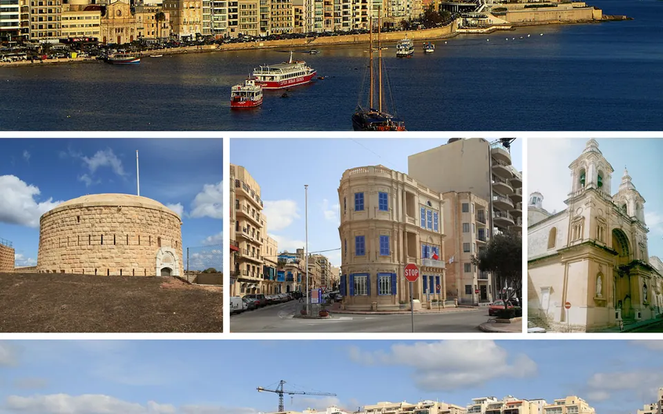 Montage of various landmarks in Sliema, Malta