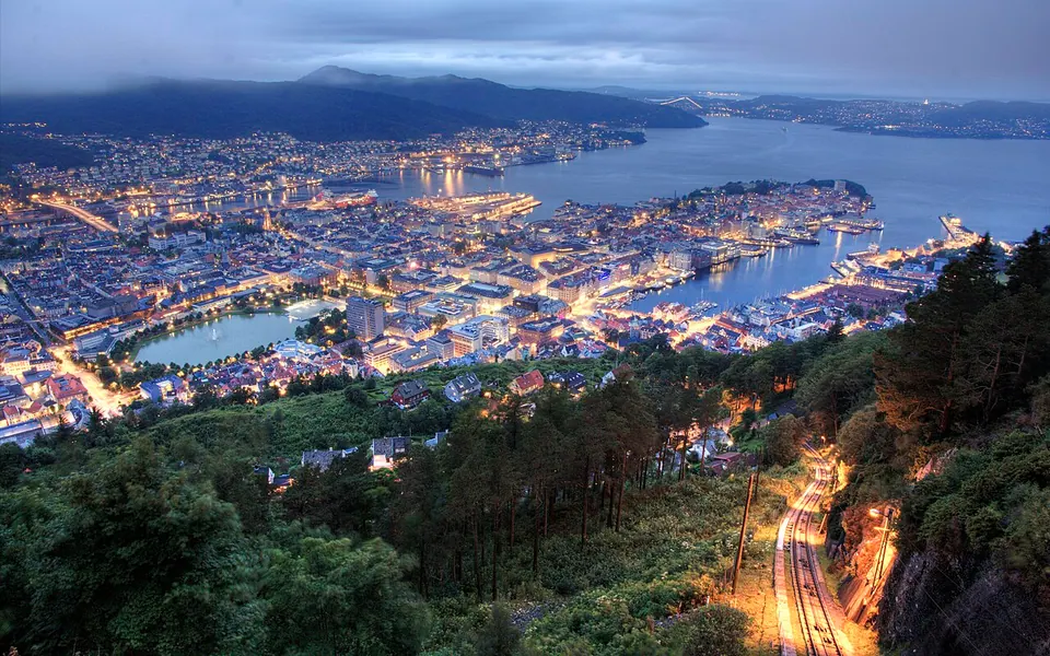 Bergen panorama at night
