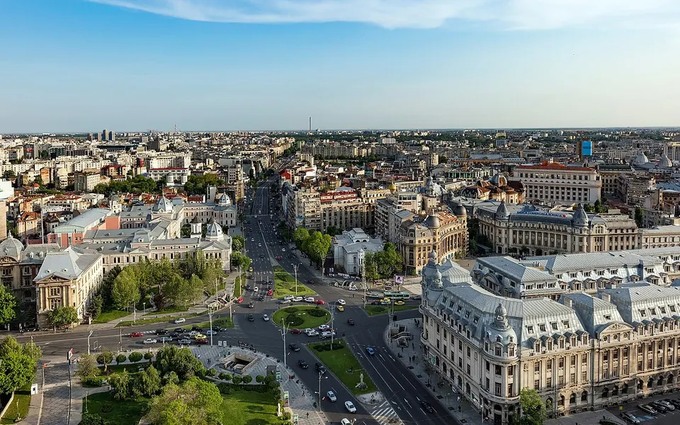 Iconic University Square, symbolizing Bucharest's historic and cultural center.