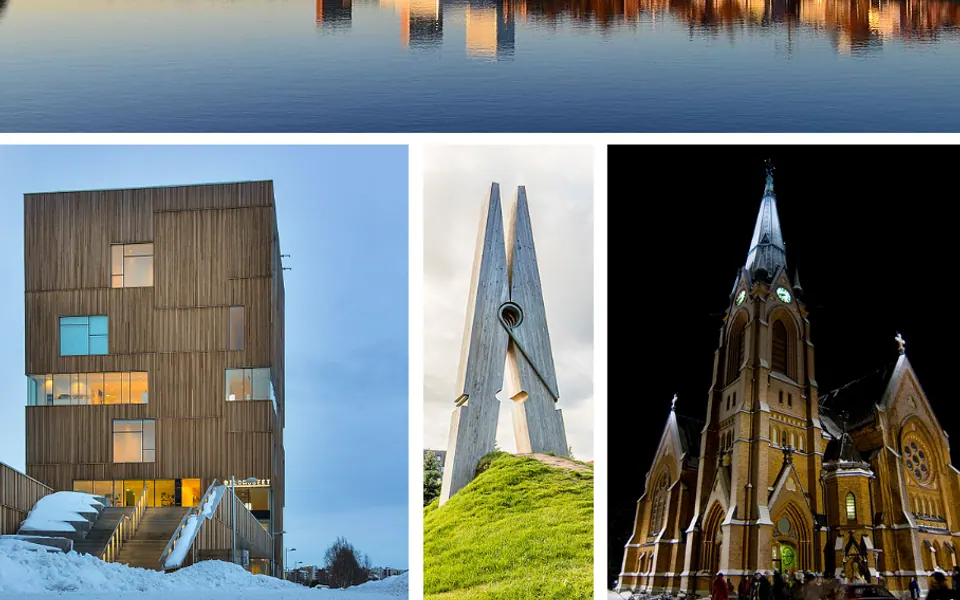 Montage of various landmarks in Umeå.